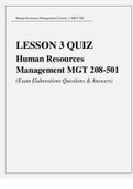 LESSON 3 QUIZ_ Human Resources Management MGT 208-501 (Exam Elaborations Questions & Answers)