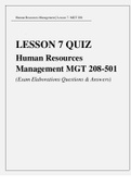 LESSON 7 QUIZ_ Human Resources Management MGT 208-501 (Exam Elaborations Questions & Answers)