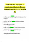 Criminology Unit 4 exam-AC3.4 | Questions and Correct Solutions | Latest Update 2024/2025 | Graded A+