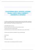 CALIFORNIA REAL ESTATE LICENSE EXAM 1 WITH 100% CORRECT ANSWERS A GRADED