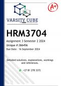 HRM3704 Assignment 3 (DETAILED ANSWERS) Semester 2 2024 - DISTINCTION GUARANTEED