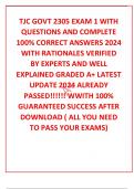 TJC GOVT 2305 EXAM 1 WITH QUESTIONS AND COMPLETE 100% CORRECT ANSWERS 2024 WITH RATIONALES VERIFIED BY EXPERTS AND WELL EXPLAINED GRADED A+ LATEST UPDATE 2024 ALREADY PASSED!!!!!! WWITH 100% GUARANTEED SUCCESS AFTER DOWNLOAD ( ALL YOU NEED TO PASS YOUR EX