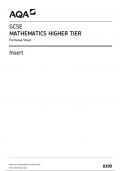 aqa gcse Mathematics 8300/1H Written (non-calculator)  insert May 2024