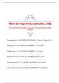 MCN-354 PEDIATRIC NURSING CARE EXAM WITH GUARANTEED ACCURATE ANSWERS