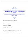 CHAMPIONS REAL ESTATE FINANCE I EXAM WITH GUARANTEED ACCURATE ANSWERS |VERIFIED