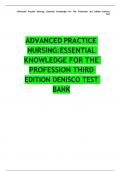 ADVANCED PRACTICE NURSING: ESSENTIAL KNOWLEDGE FOR THE PROFESSION THIRD EDITION DENISCO TEST BANK