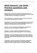 BACE Biotech Lab Skills Practice questions and answers