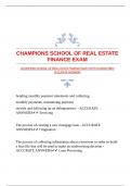 CHAMPIONS SCHOOL OF REAL ESTATE FINANCE EXAM WITH GUARANTEED ACCURATE ANSWERS