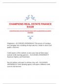 CHAMPIONS REAL ESTATE FINANCE EXAM WITH GUARANTEED ACCURATE ANSWERS