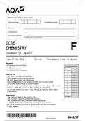 AQA GCSE CHEMISTRY PAPER IF QUESTION PAPER 2024 (8462/1F :Foundation Tier)