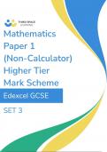 Edexcel set 3 higher gcse math paper 1 mark scheme 2024