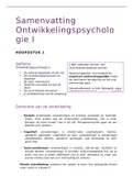 Samenvatting Ontwikkelingspsycholo gie I