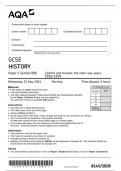 2024 AQA GCSE HISTORY QUESTION PAPER 1 SECTION B/B(8145/1B/B;Conflict and tension:the inter-war years 1918–1939).