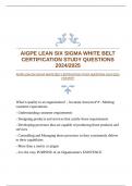 AIGPE LEAN SIX SIGMA WHITE BELT CERTIFICATION STUDY QUESTIONS 2024/2025 |SOLVED!!