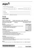 2024 AQA GCSE HISTORY QUESTION PAPER 1 SECTION B/D(8145/1B/D;Conflict and tension in Asia 1950–1975).