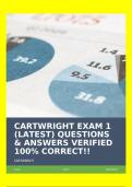 CARTWRIGHT EXAM 1 (LATEST) QUESTIONS & ANSWERS VERIFIED 100% CORRECT!!