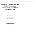 Instructure's Mannual and Test Bank to Accompany Groundwork for Better Vocabulary 3rd Edition By Johnson B., Mohr C., Goldstein J.M.