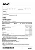 AQA GCSE Geography 8035 3 Geographical applications question paper Geography June 2024