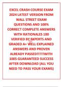 EXCEL CRASH COURSE EXAM 2024 LATEST VERSION FROM WALL STREET EXAM QUESTIONS AND 100% CORRECT COMPLETE ANSWERS WITH RATIONALES 100 VERIFIED BY EXPERTS AND GRADED A+ WELL EXPLAINED ANSWERS AND PROVEN ALREADY PASSED!!!!!!WITH 1005 GUARANTEED SUCCESS AFTER DO