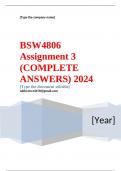 BSW4806 Assignment 3 (COMPLETE ANSWERS) 2024 - DUE 2024 ;100% TRUSTED workings, explanations and solutions