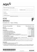 AQA GCSE Bengali 8638 WF question paper Bengali June 2024