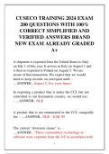 CUSECO TRAINING 2024 EXAM  200 QUESTIONS WITH 100%  CORRECT SIMPLIFIED AND  VERIFIED ANSWERS BRAND  NEW EXAM ALREADY GRADED A+