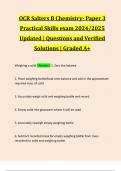 OCR Salters B Chemistry- Paper 3 Practical Skills exam 2024/2025 Updated | Questions and Verified Solutions | Graded A+