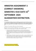 HRM3704 ASSIGNMENT 3 (CORRECT ANSWERS) SEMESTER 2 DUE DATE 16th SEPTEMBER 2024 GUARANTEED DISTINCTION.