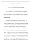 NHS FPX4040    Assessment1 1.docx 1  NURS-FPX4040  Nursing Informatics in Health Care  Capella University  NURS-FPX4040  Managing Health Information and Technology  Nursing Informatics in Health Care  Health care and technology are always changing. As tec