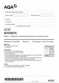 AQA GCSE BUSINESS PAPER 2 2024 (8132/2: Influences of marketing and finance on business activity)