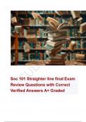 Soc 101 Straighter line final Exam Review Questions with Correct Verified Answers A+ Graded