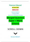 Pearson Edexcel ACTUAL 2024 8BIO/01 Advanced Subsidiary GCE In Biology B (8BI0) Paper 01: Core Cellular Biology and Microbiology Merged Question Paper + Mark Scheme