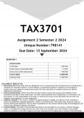 TAX3701 Assignment 2 (ANSWERS) Semester 2 2024 - DISTINCTION GUARANTEED