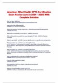 American Allied Health CPTA Certification Exam Review (Latest 2024 – 2025) With Complete Solution