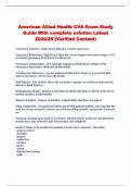 American Allied Health CVA Exam Study Guide With complete solution Latest 2024/25 (Verified Content)