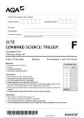 AQA GCSE Combined Science Trilogy 8464 C 1F question paper CombinedScienceTrilogy  17May 2024