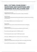 BIOL 319 TAMU COHN EXAM 1 QUESTIONS AND QUESTIONS AND ANSWERS WITH SOLUTIONS 2024