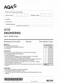 AQA GCSE ENGINEERING PAPER 1 2024 (8852/W: Written Paper)