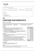 AQA AS FURTHER MATHEMATICS Paper 2 Discrete June 2024 