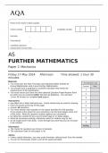 AQA AS FURTHER MATHEMATICS Paper 2 Mechanics June 2024