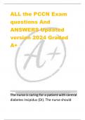 ALL the PCCN Exam  questions And  ANSWERS Updated  version 2024 Graded  A+