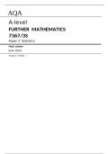 AQA A-level FURTHER MATHEMATICS 7367/3S Paper 3 Statistics Mark scheme June 2024