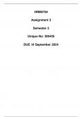 HRM3704 Assignment 3 (366456) Due 16 September 2024