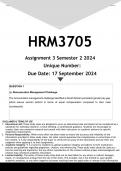 HRM3705 Assignment 3 (ANSWERS) Semester 2 2024 - DISTINCTION GUARANTEED