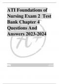 ATI Foundations of  Nursing Exam 2 Test  Bank Chapter 4  Questions And  Answers 2023-2024