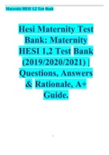 Hesi Maternity Test Bank: Maternity HESI 1,2 Test  Bank (2019/2020/2021) |Questions, Answers &  Rationale, A+ Guide.