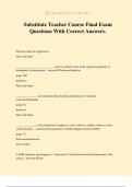 Substitute Teacher Course Final Exam Questions With Correct Answers.