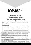 IOP4862 Assignment 6 (ANSWERS) 2024 - DISTINCTION GUARANTEED