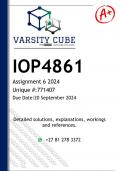 IOP4861 Assignment 6 (DETAILED ANSWERS) 2024 - DISTINCTION GUARANTEED 