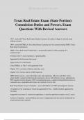 Texas Real Estate Exam (State Portion): Commission Duties and Powers. Exam Questions With Revised Answers